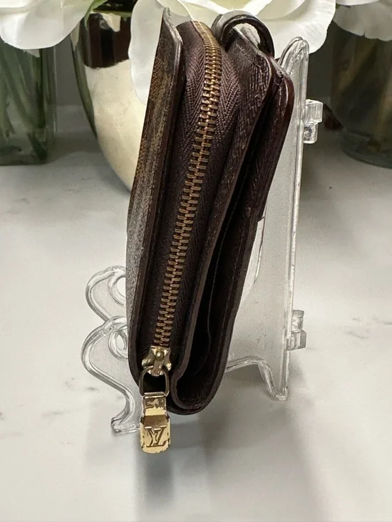 Louis Vuitton Damier Ebene Wallet w/ Gold-Tone Hardware + LV Dust Bag + COA - Picture 10 of 16